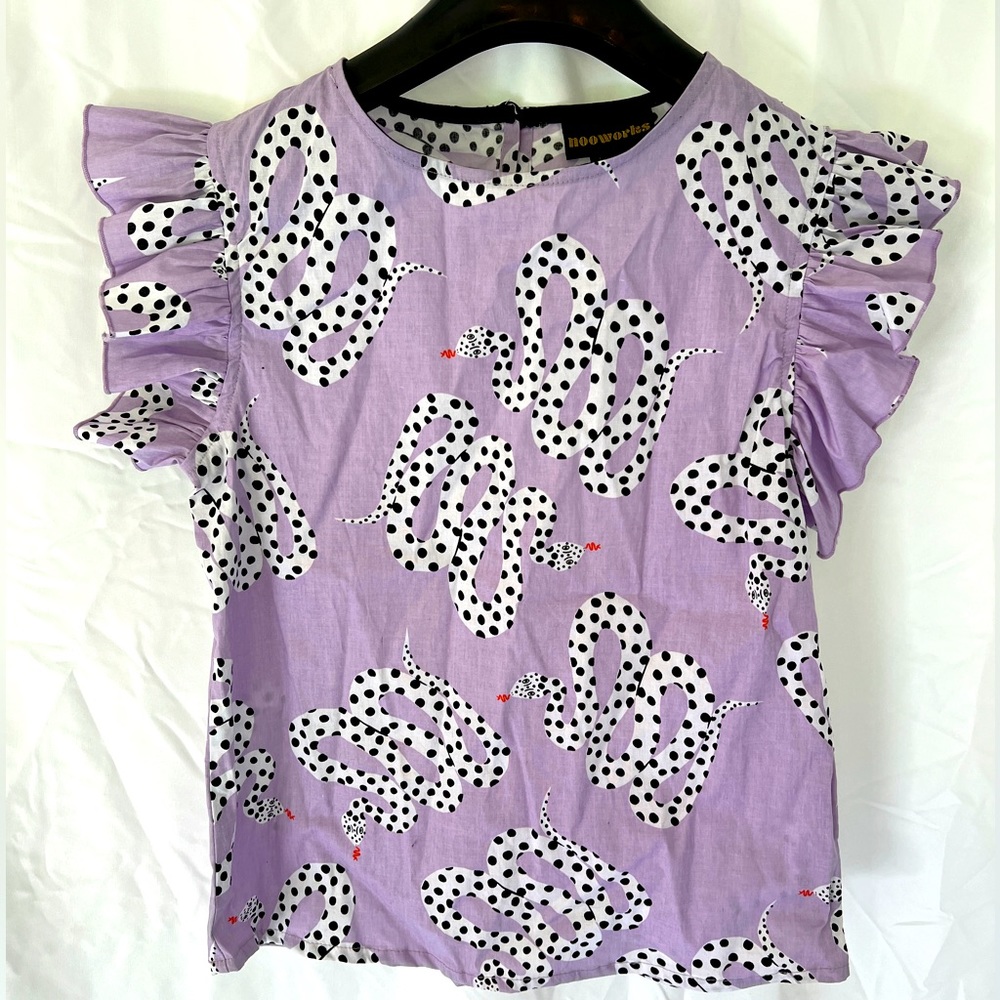 NOOWORKS Lilac Micotti Snake Ruffle Top size XS